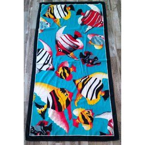 Beach Towel Tropical Fish Aquarium Ocean Pool Jaime Made In Peru 100% Cotton